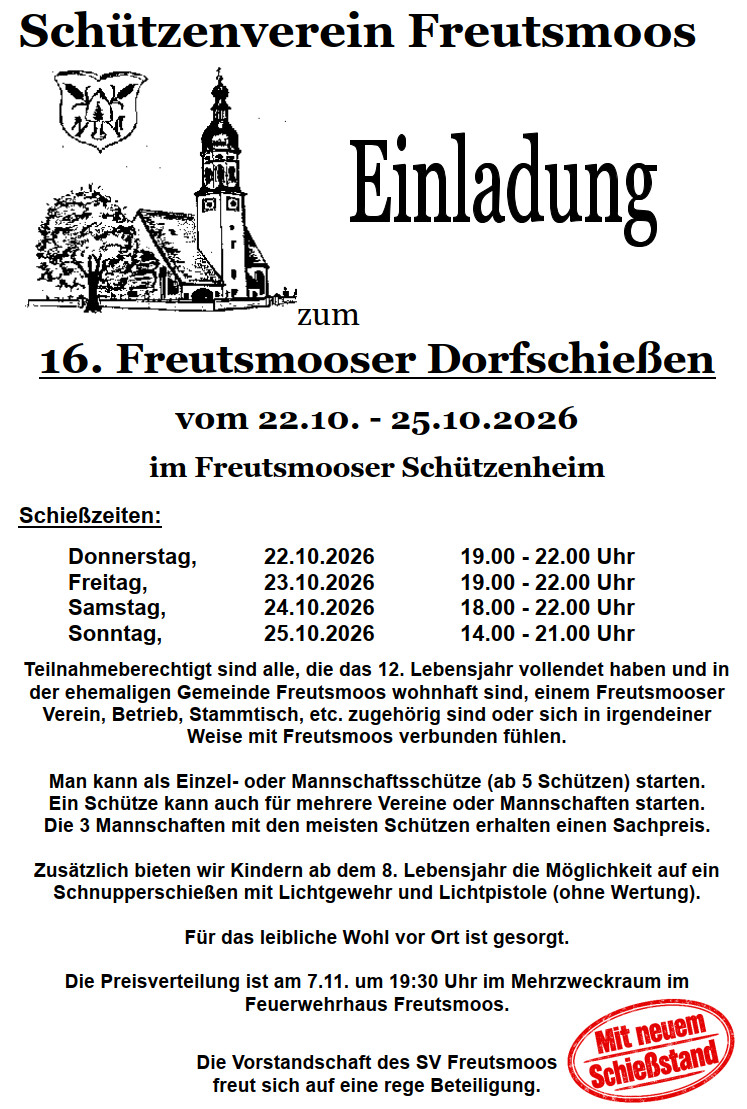 16. Freutsmooser Dorfschießen